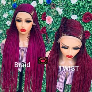 BRAIDED WIG ON 13*4 FRONTAL LACE  CLOSURE 42" TWIST